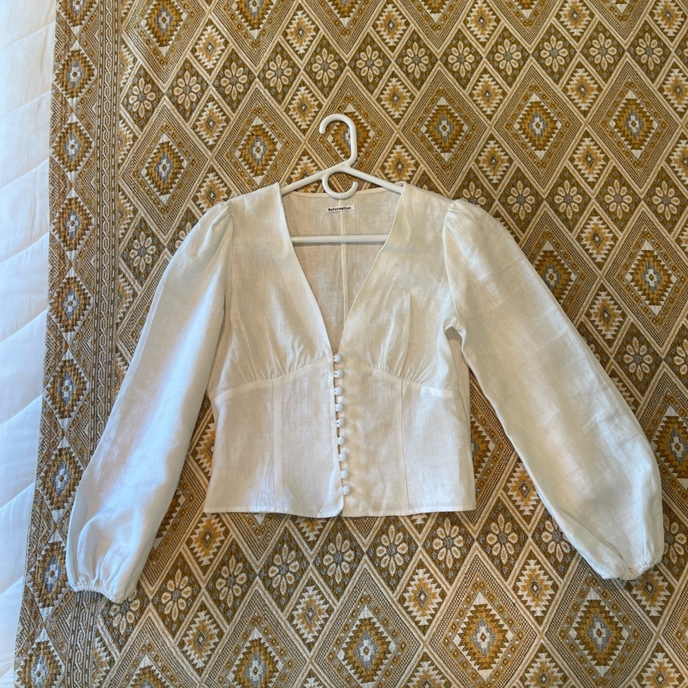 Reformation White Button-Up Top
